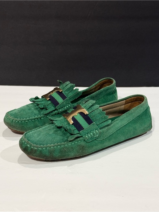 Tory Burch Shoes - Tory Burch Green Suede Fringe Loafers for women’s, size 8M